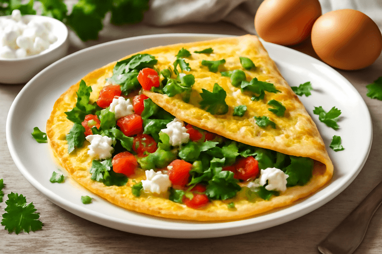 Omletă sănătoasă cu legume și brânză