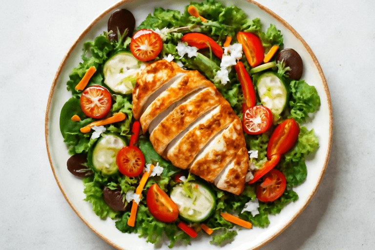 Salată clasică de pui cu legume și dressing light de iaurt