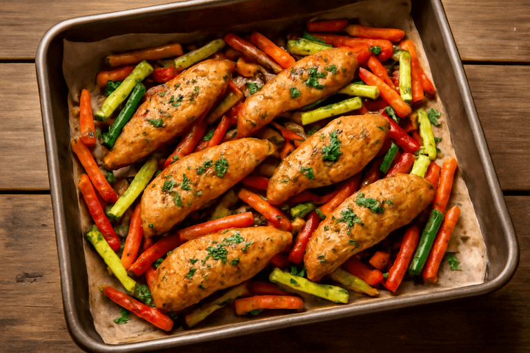 Piept de pui la cuptor cu legume colorate