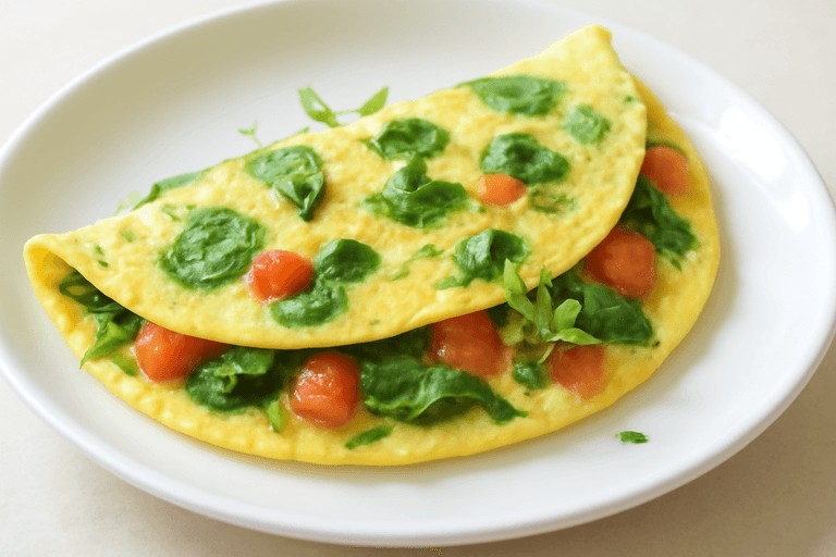 Omelette Légère aux Épinards et Tomates