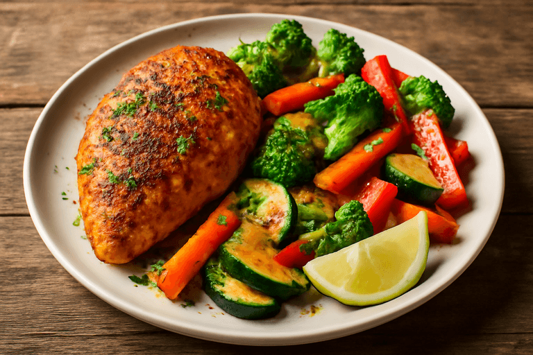 Kruidige Gegrilde Kipfilet met Geroosterde Groenten