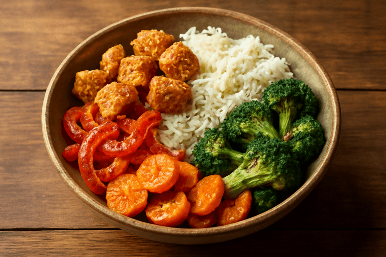 Bol Proteic cu Pui, Orez și Legume