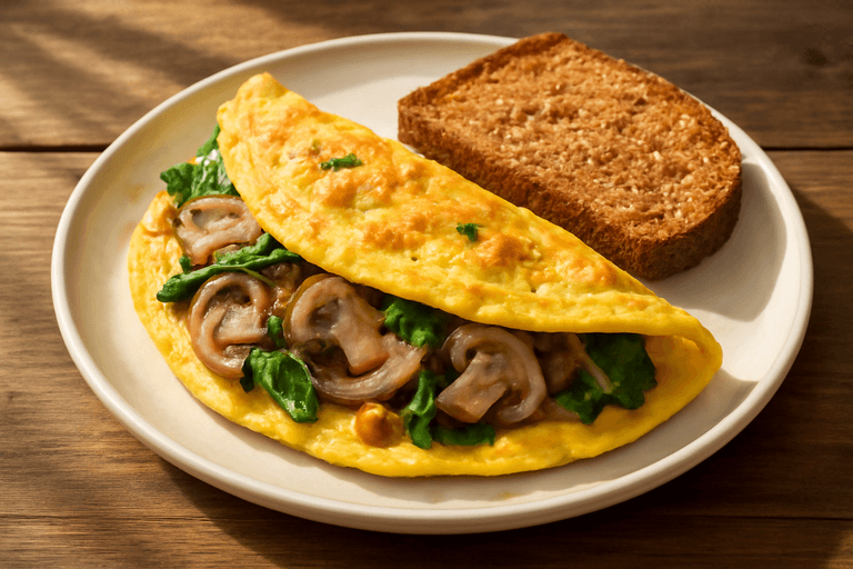 Tortilla Clásica de Espinaca y Champiñones