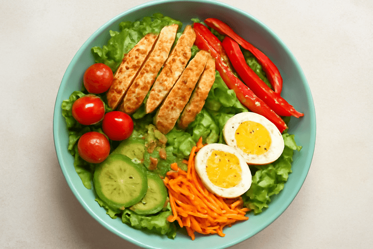 Ensalada de pollo clásico ligera con vinagreta cítrica