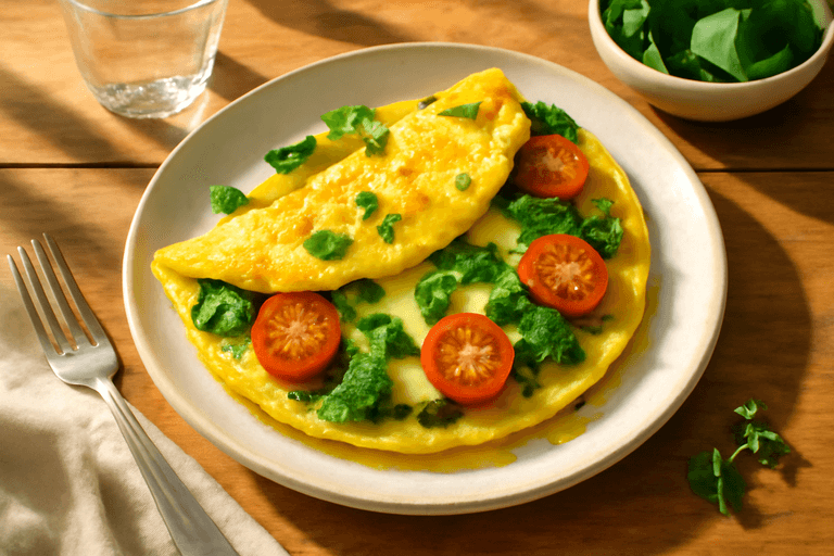 Omelette Energética con Espinaca y Tomate