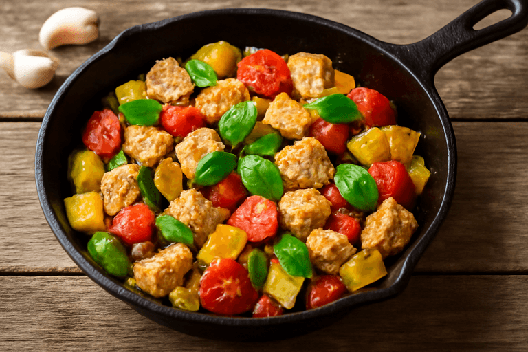 Hähnchen-Gemüse-Pfanne mit mediterranen Kräutern