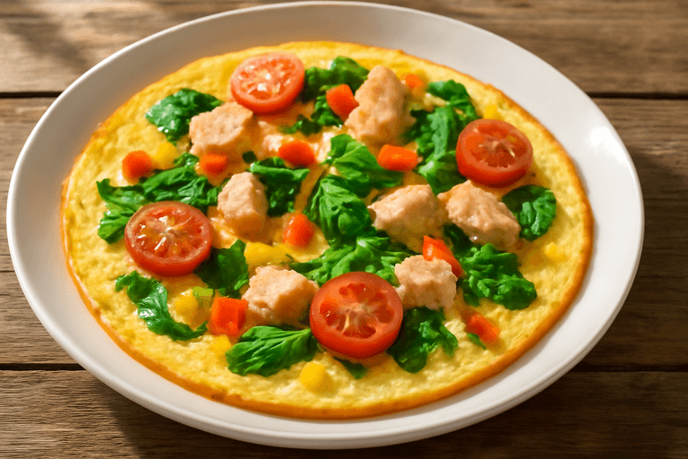 Классический омлет с овощами и нежирной индейкой