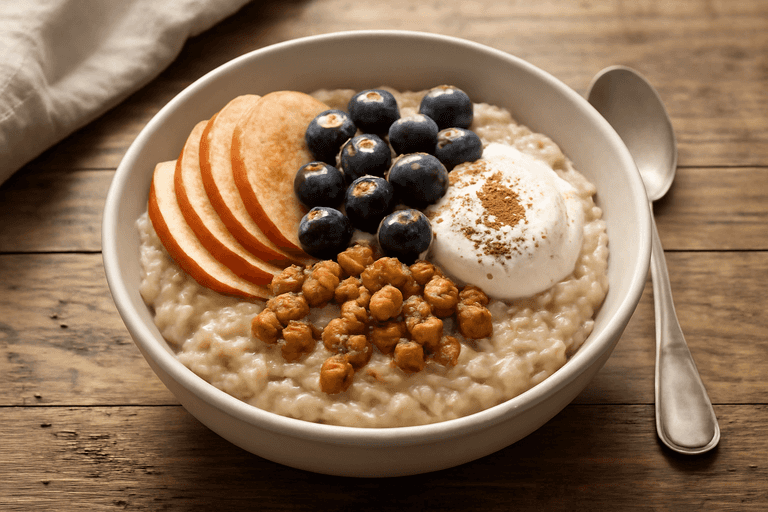 Proteinowa owsianka z orzechami i owocami