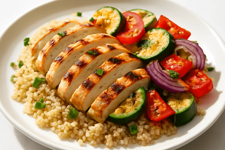 Poulet grillé aux légumes méditerranéens et quinoa