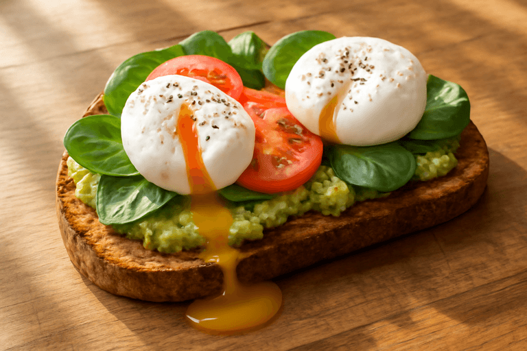 Tostadas Integrales con Aguacate y Huevos Escalfados