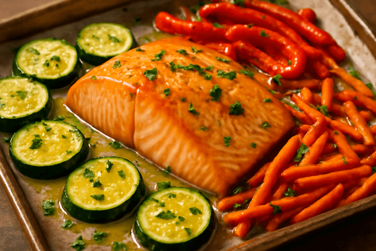 Salmón al Horno con Verduras Asadas