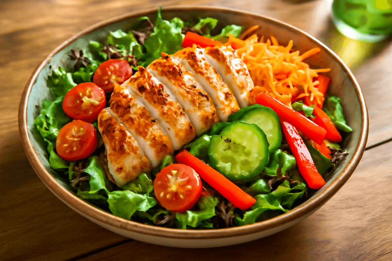 Ensalada Clásica de Pollo a la Parrilla y Vegetales Frescos