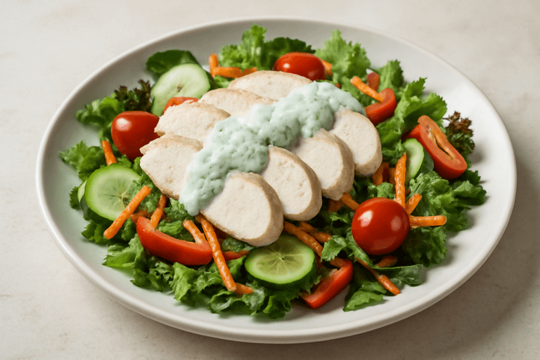 Leichter Hähnchen-Gemüse-Salat mit Joghurt-Dressing