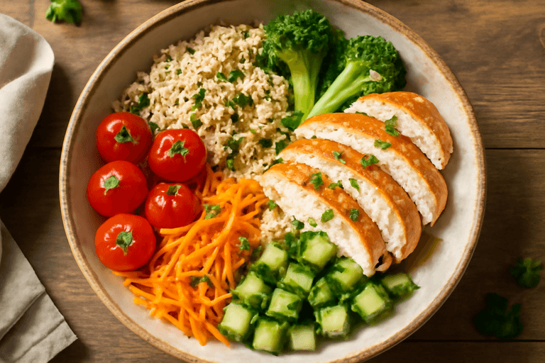Hähnchen-Gemüse-Bowl mit Quinoa