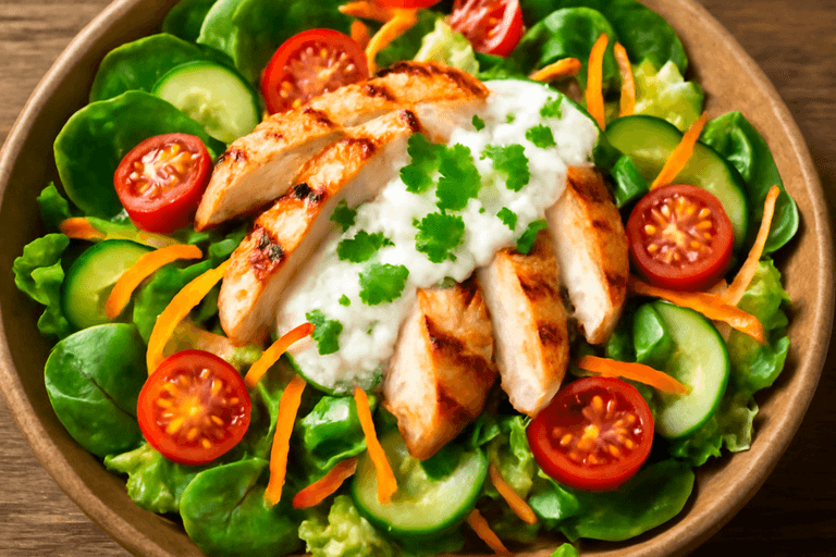 Salată clasică de pui cu legume și dressing de iaurt
