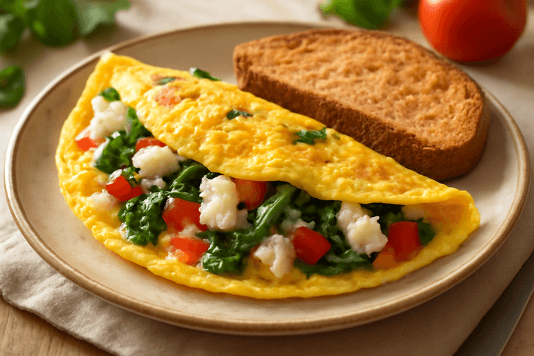 Omletă cu legume și brânză slabă