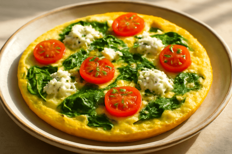 Omelette proteica al forno con spinaci e pomodorini