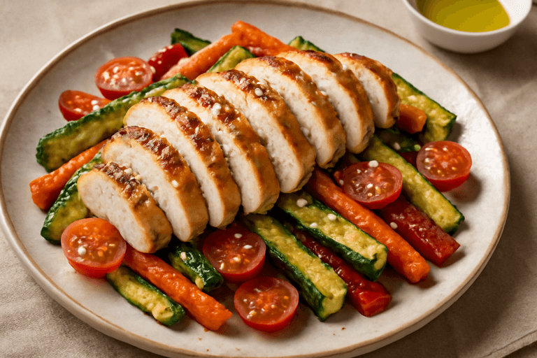 Petto di Pollo alla Griglia con Verdure Miste