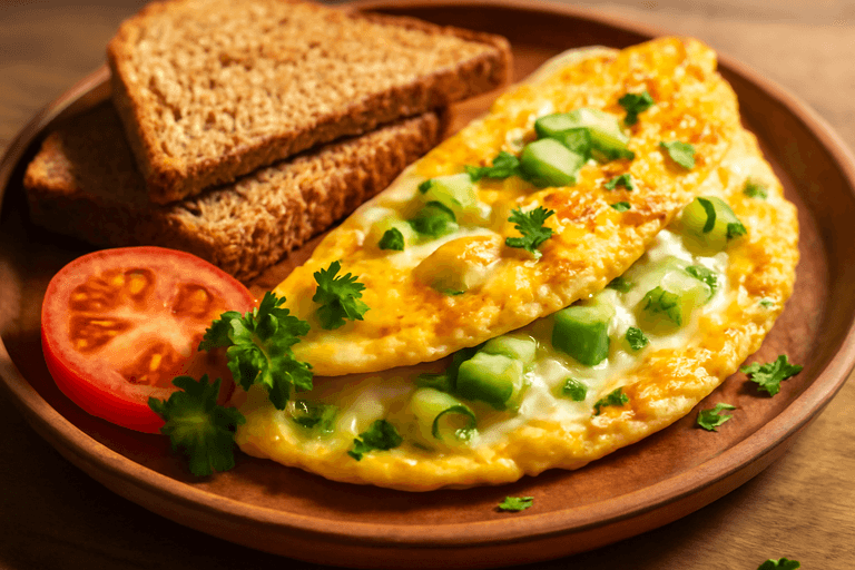 Omletă Proteică cu Brânză și Avocado