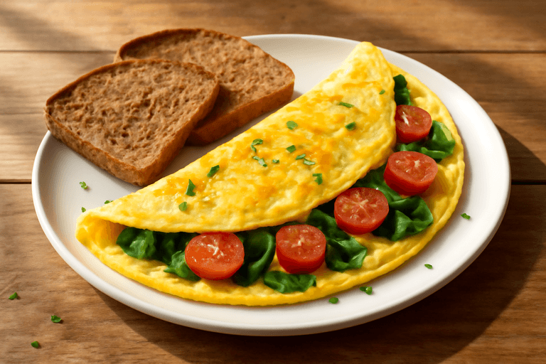Proteinrik klassisk omelett med färska grönsaker
