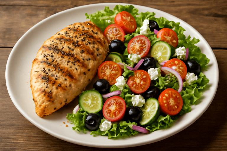 Pollo a la Parrilla con Ensalada Mediterránea