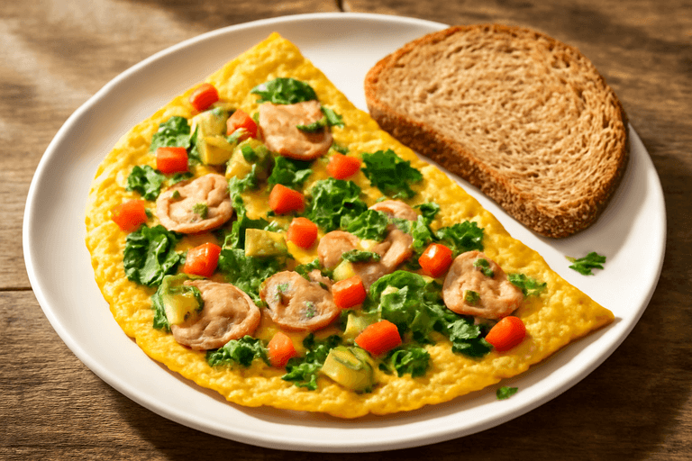 Proteinreiches Gemüse-Omelett mit Vollkornbrot