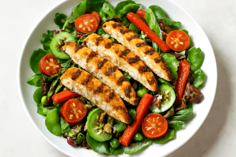 Lekka sałatka z grillowanym kurczakiem i warzywami