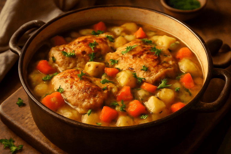 Klassisk kycklinggryta med rotfrukter