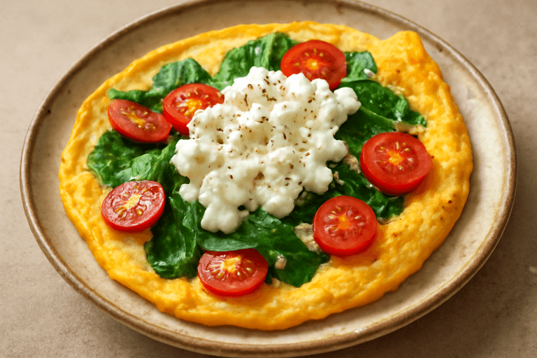 Proteinrik Omelett med Spenat och Tomat
