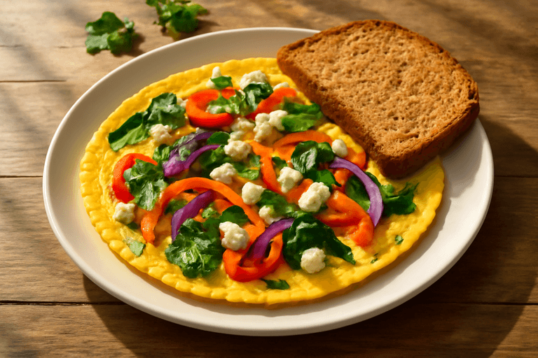 Proteinreiches Gemüse-Omelett mit Vollkorn-Toast