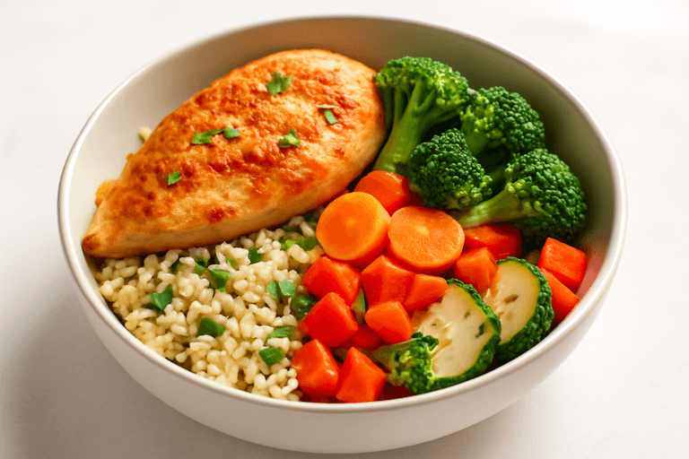 Leichter Hähnchen-Gemüse-Bowl