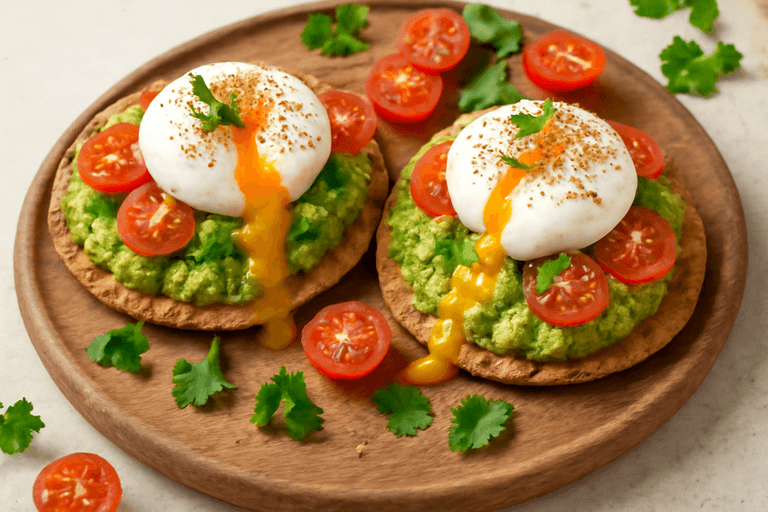 Tostadas Integrales con Aguacate, Huevo Poché y Tomate