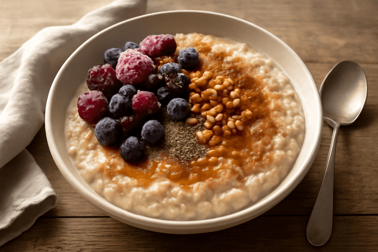 Proteinrik klassisk havregrøt med bær og nøtter