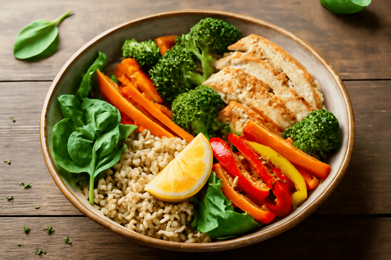 Bunter Hähnchen-Gemüse-Bowl