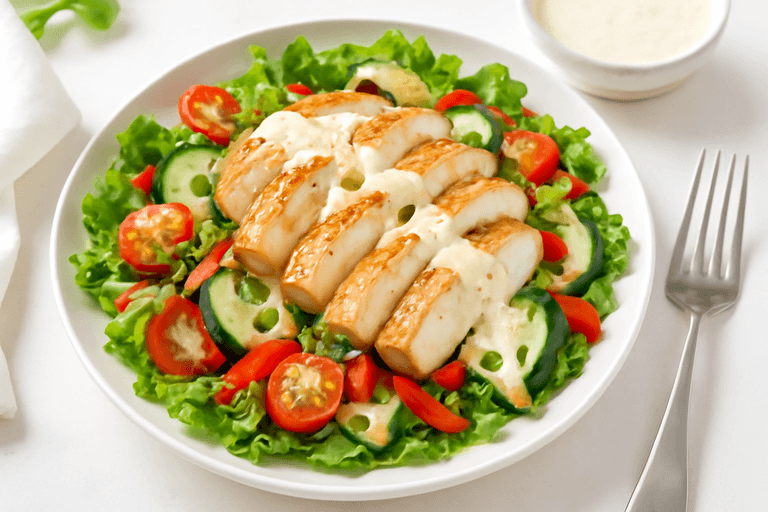 Lekka sałatka z grillowanym kurczakiem i warzywami
