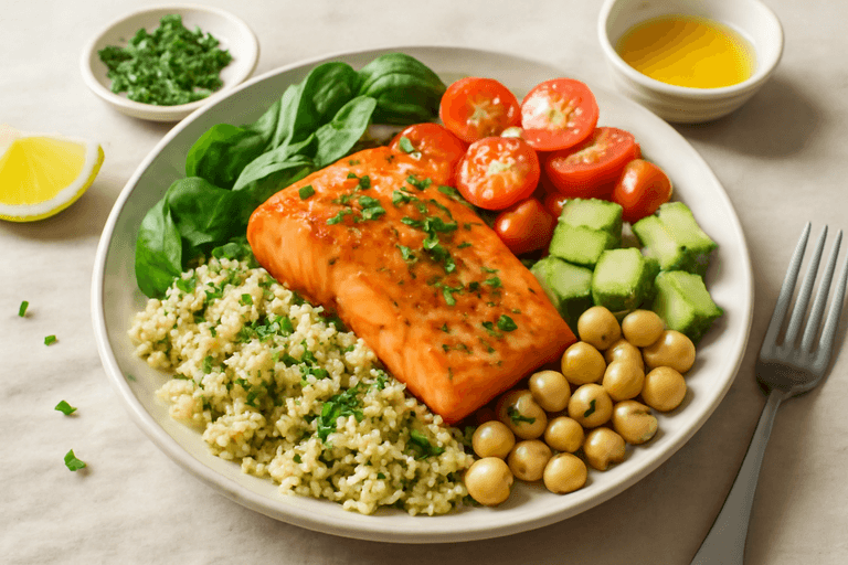 Bowl Mediterráneo de Salmón y Quinoa