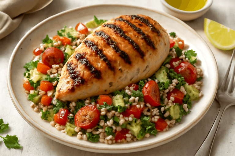 Izgara Tavuk Göğsü ve Renkli Sebzeli Kinoa Salatası