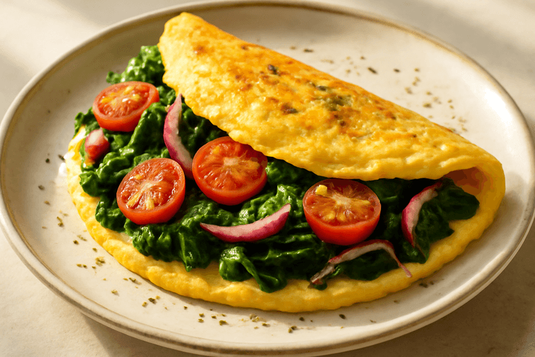 Omelette Proteica con Spinaci e Pomodori