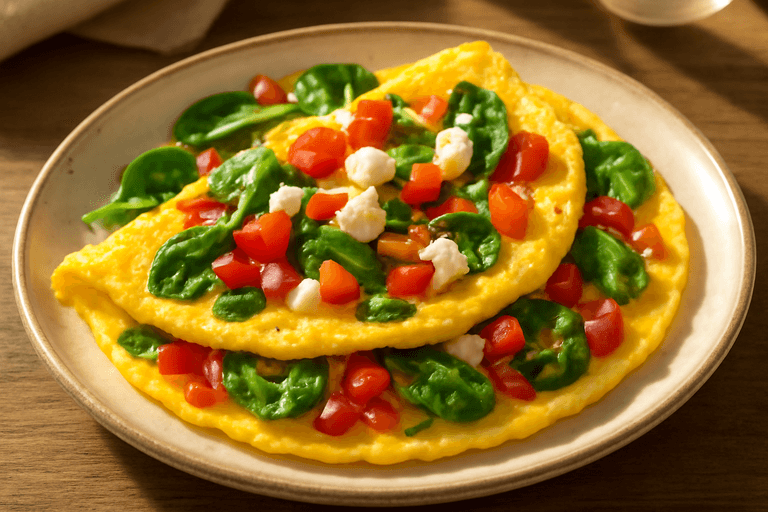 Proteinrik klassisk omelett med färska grönsaker