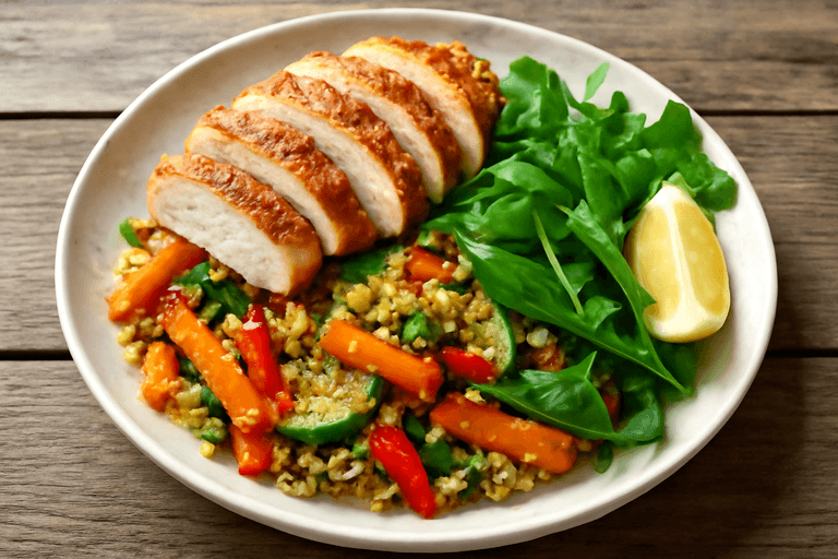 Kycklingfilé med Rostade Grönsaker och Quinoa