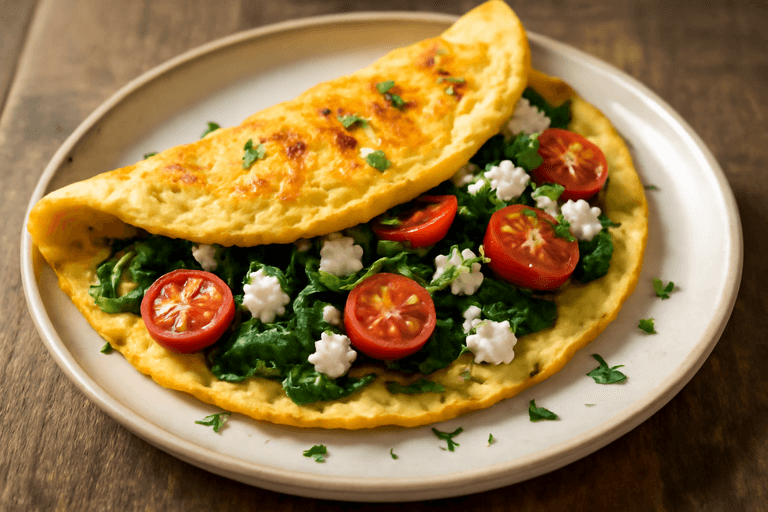 Proteinrik Omelett med Spenat & Tomat