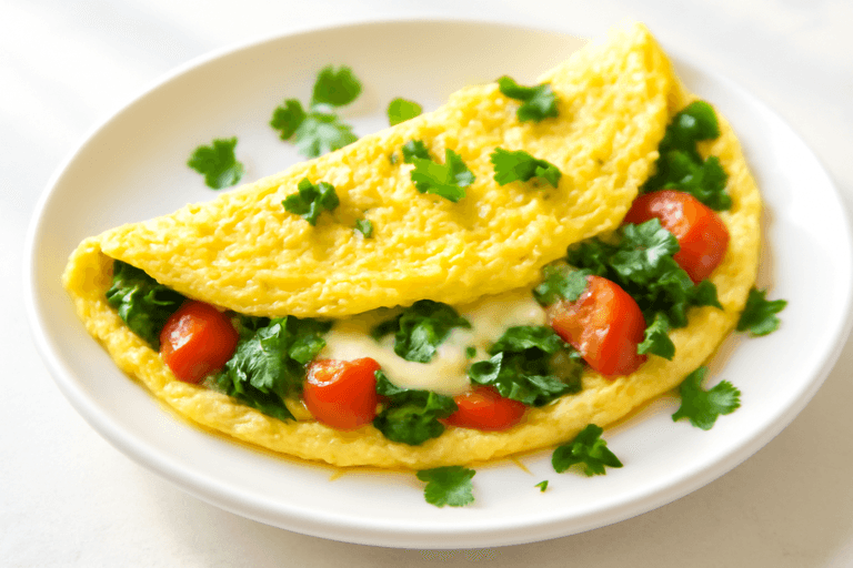 Energigivande klassisk omelett med spenat & tomat