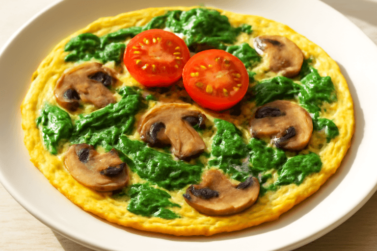 Omelette Energética de Espinacas y Champiñones