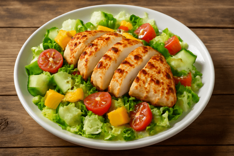 Куриная грудка на гриле с овощным салатом