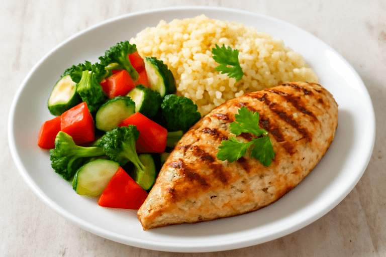 Grillowany Kurczak z Warzywami i Kaszą Bulgur