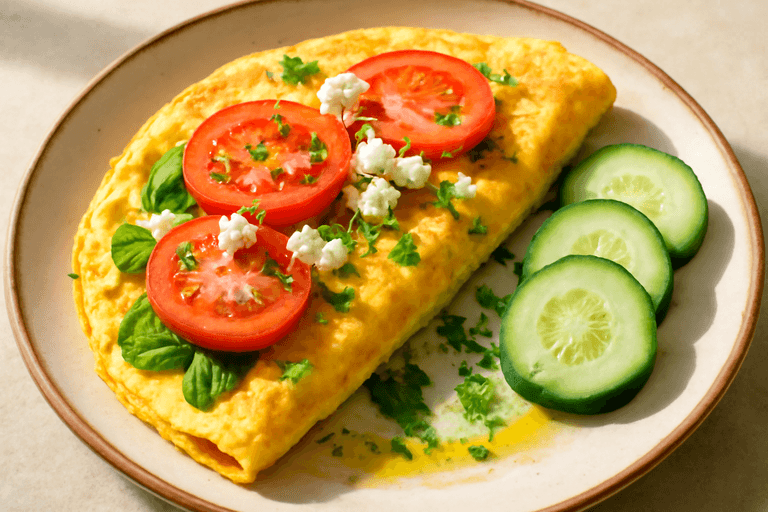 Протеинов омлет с домати и спанак