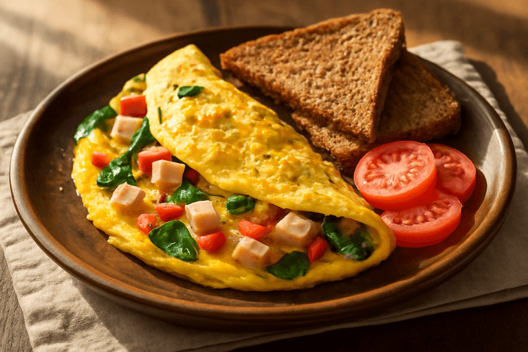 Omletă consistentă cu brânză și legume