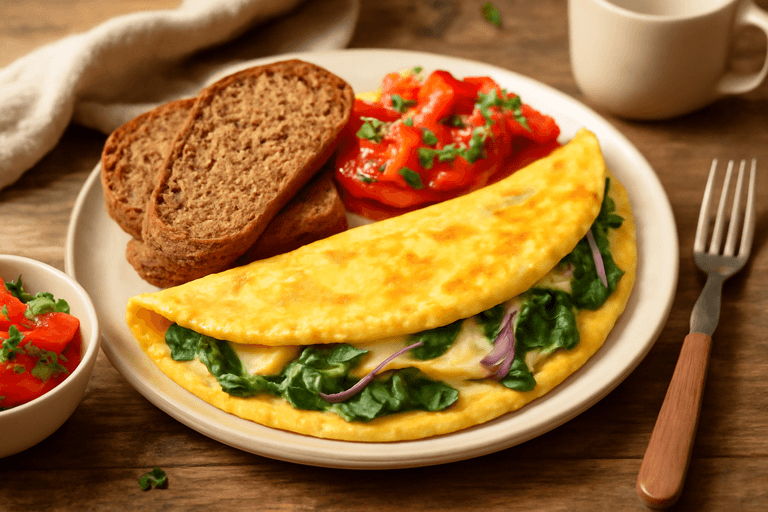 Klassiek Krachtontbijt: Energievolle Omelet met Volkoren Toast