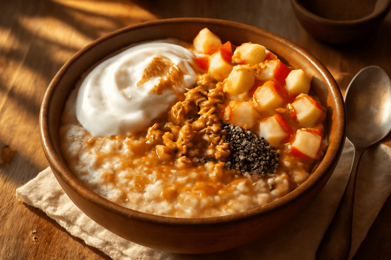 Bol Énergie Petit-Déjeuner aux Flocons d’Avoine et Yaourt Grec
