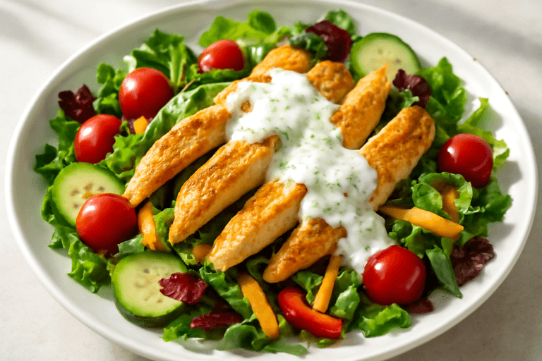Leichter Hähnchen-Gemüse-Salat mit Joghurt-Dressing